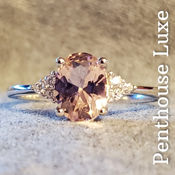 REAL 1.4ct Morganite Beryl Oval Cut 925 Ring - Picture 2 of 7